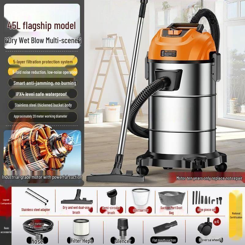 High Suction Power Vacuum Cleaner: Home & Industrial Use, Integrated Sweep & Mop, Dry/Wet Functionality