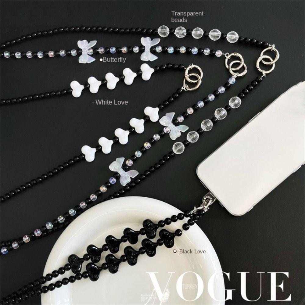 Sweet Long Crossbody Phone Chain Long Cellphone Lanyard Phone Case Decor Beads Phone Strap  Girls
