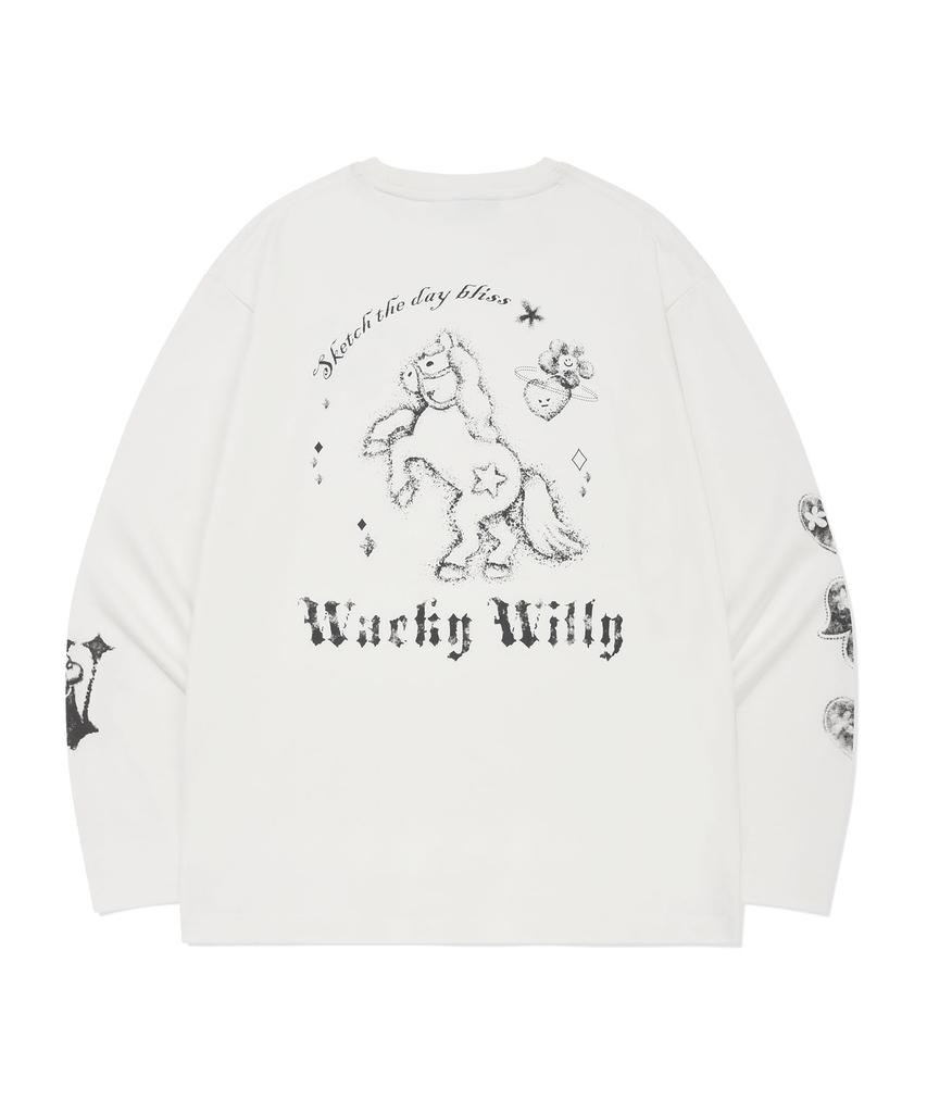 WACKY WILLY Women'S Graphic Long Sleeve White