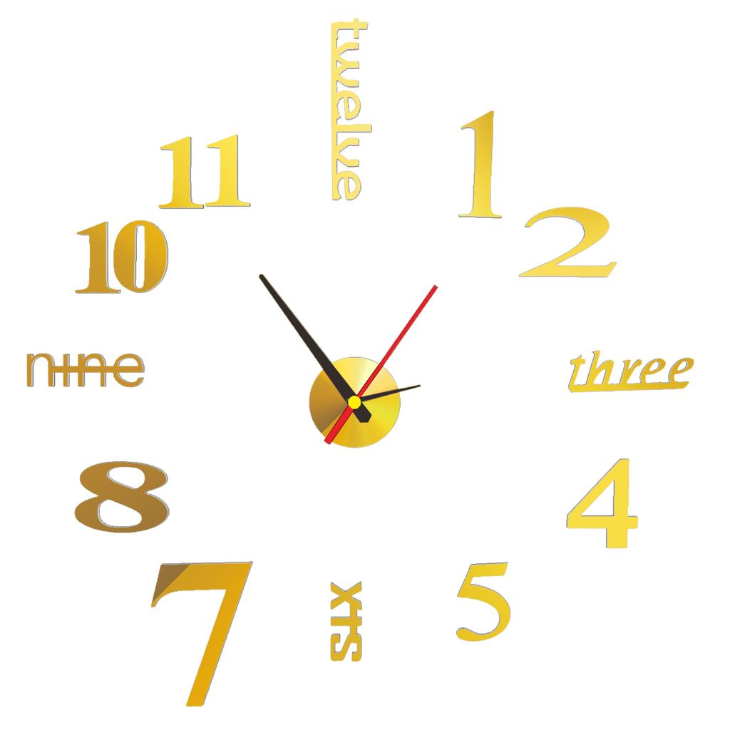 Frameless DIY Wall Clock Wall Clock For Room Decor Creative Fashion Digital 3D Acrylic Wall Clock Decor Sticker DIY Clock Kit