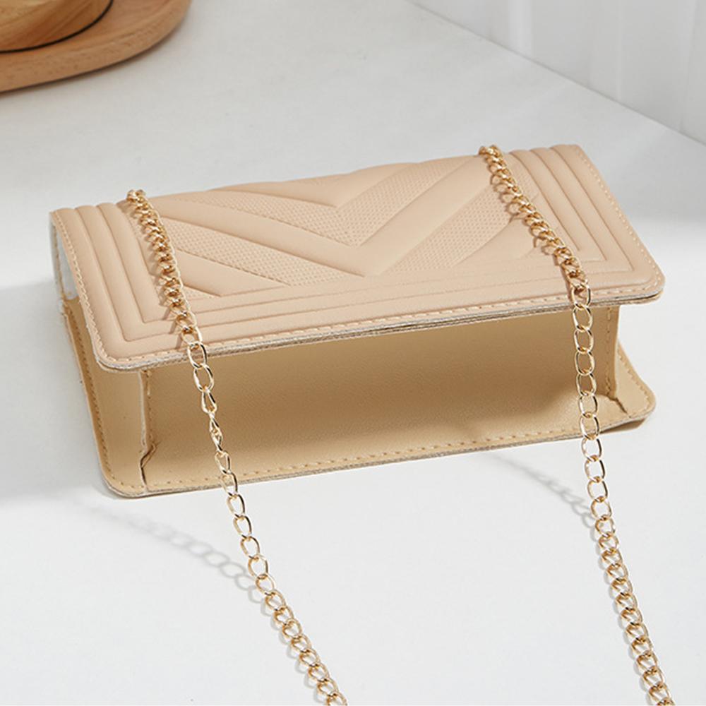 Women'S Pu Crossbody Bags V-Shape Embossing Adjustable Shoulder Straps Shopper Clutch Purses Solid Color Square Bag
