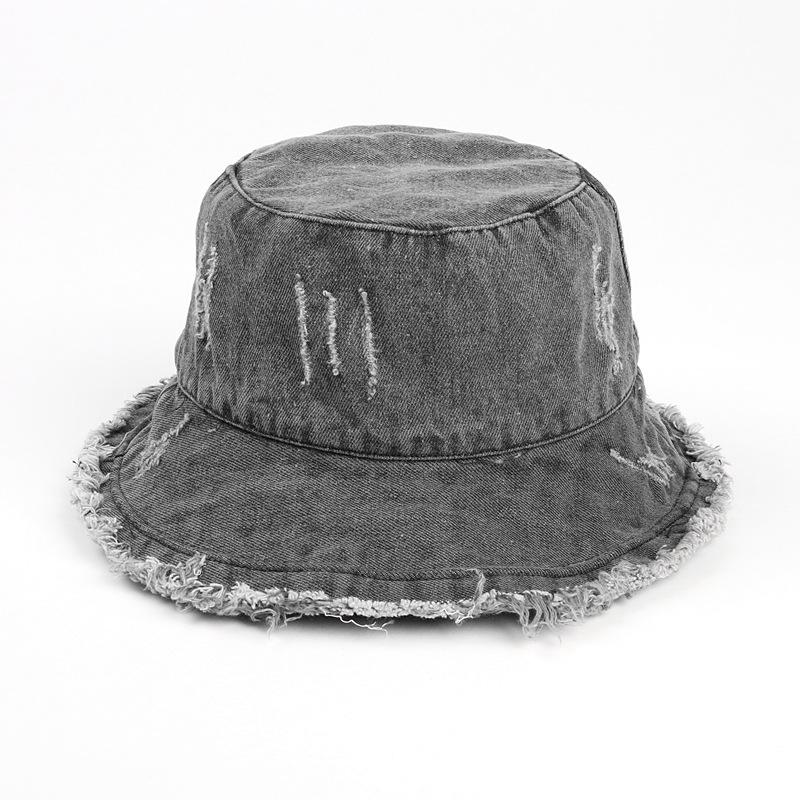 Klobouk Bucket Hat - Lehký, S patinou, S roztřepeným lemem, Neformální sluneční klobouk rybářského typu pro ženy a dívky - Modrá džínovina praná, Ideální pro venkovní aktivity