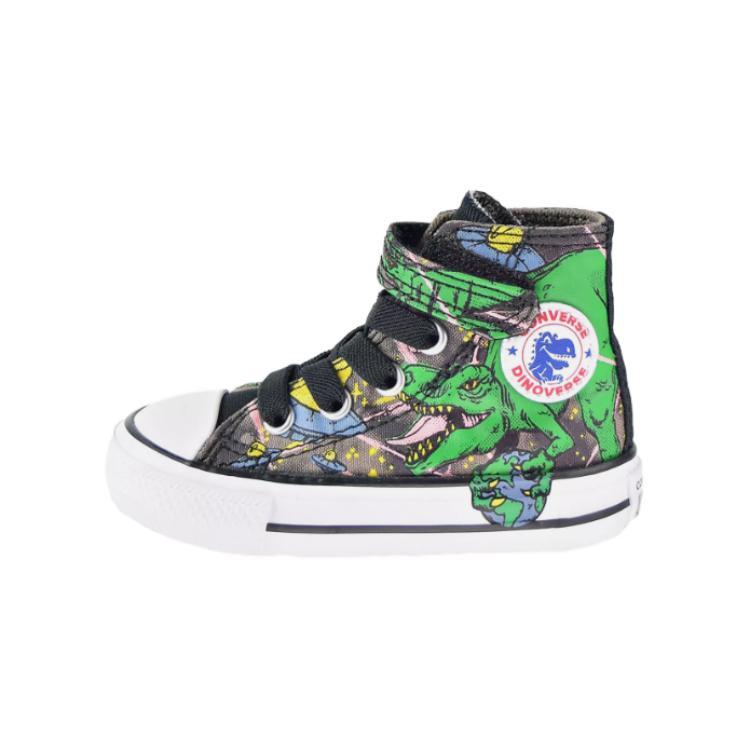 

Converse Chuck Taylor All Star Interstellar Dinos Высокие кеды на липучках, повседневные парусиновые туфли, серо-коричневые, для младенцев и малышей 21