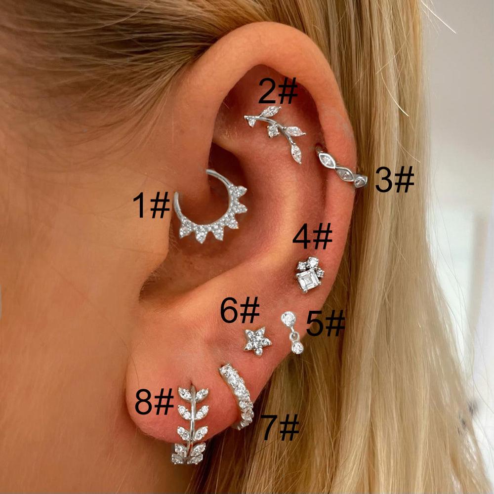 

Dainty Piercing Ear Helix Rook Conch Earrings for Women 1PC Matching Lobe Daith Tragus Flat Stud Earing Fashion Sexy Zircon 8