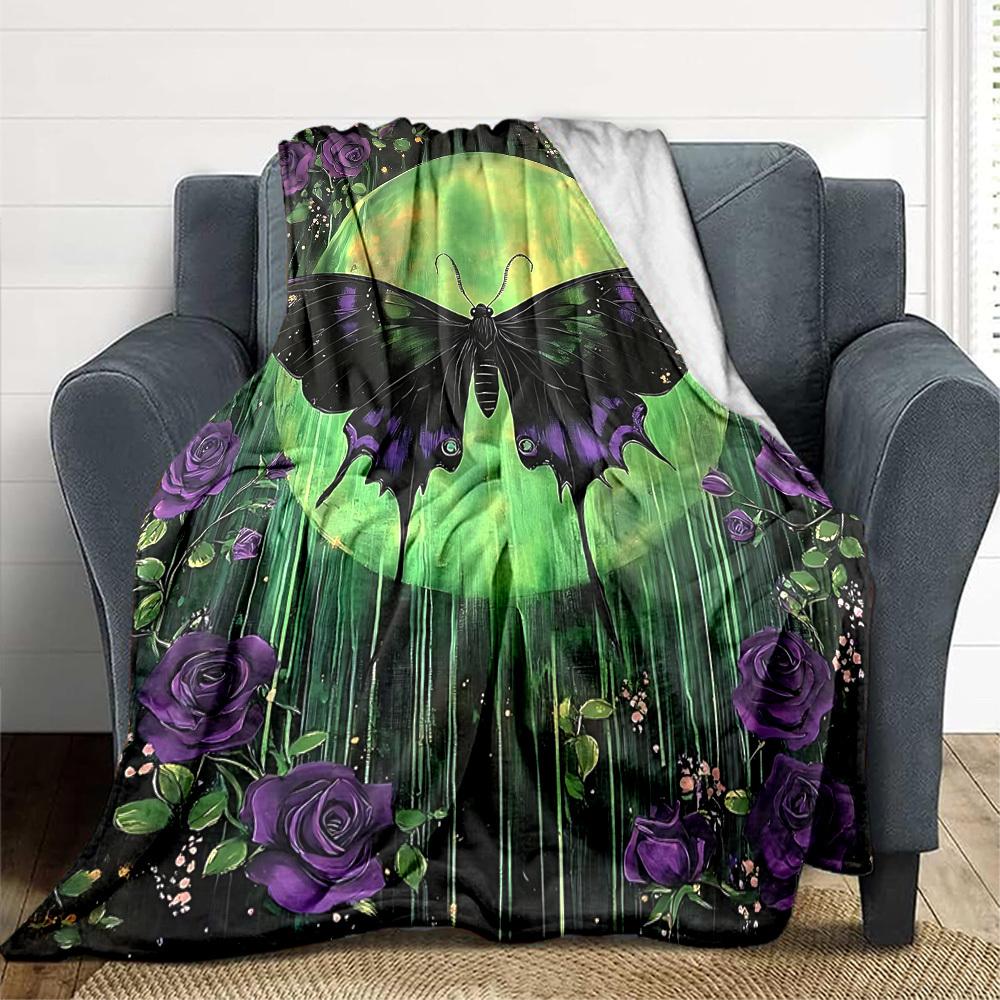 1pc Butterfly Moon Blanket, Lightweight Flannel Throw Blanket for Sofa, Bed, Travel, Camping, Living Room, Office, Couch105