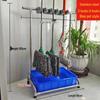 Movable Stainless Steel Mop & Broom Hanger - Floor-Standing Punch-Free Storage Rack for Balcony & Bathroom