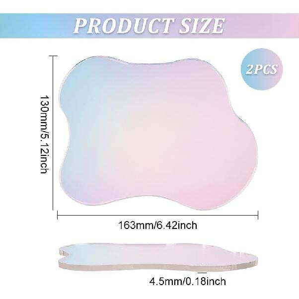 FINGERPIRE 2 Cloud Shaped Acrylic Coasters 5.1x6.4inch Clear Iridescent Irregular Creative Decorative Plate for Kitchen Counter, Dresser, Office Desk