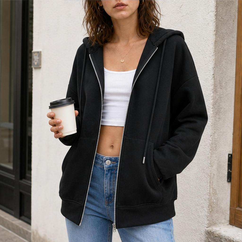 Women's Long Sleeve Color Hooded Sweatshirt Pullover for Everyday Wear