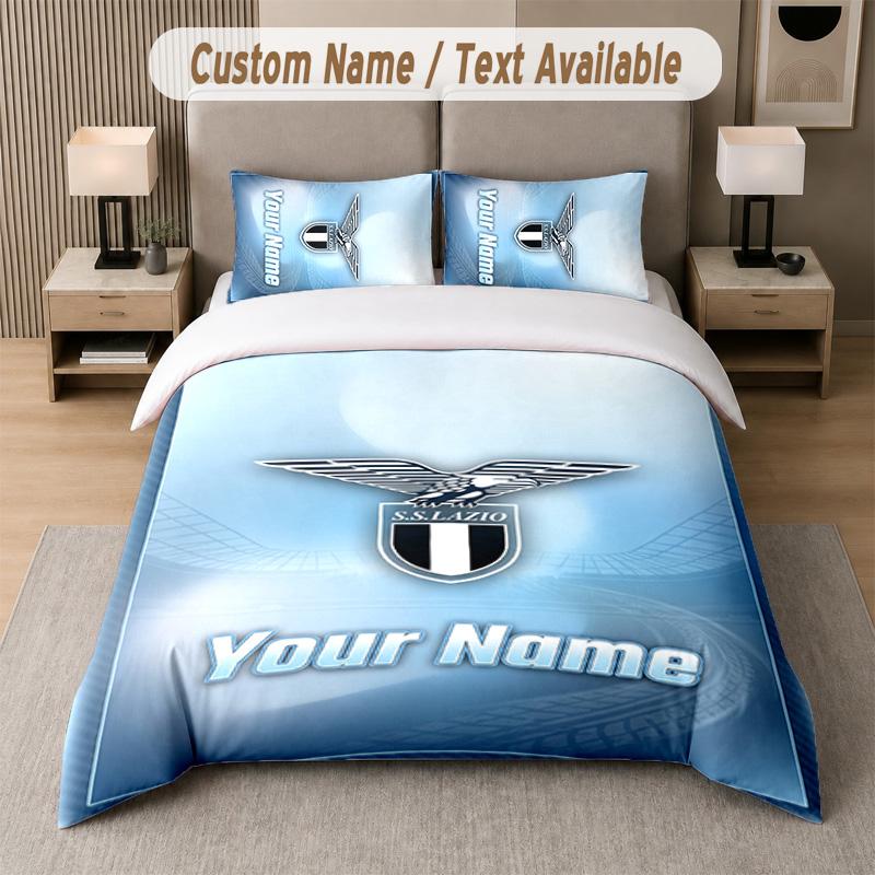 Juego de Ropa de Cama con Diseño del Lazio FC Texto Personalizado 1 Funda Nórdica y 2 Fundas de Almohada
