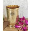 Pure Brass Glass Tumbler with Embossed Design, for Drinking Serving Water, Yoga & Ayurveda, Volume-300 ML, Set of 6
