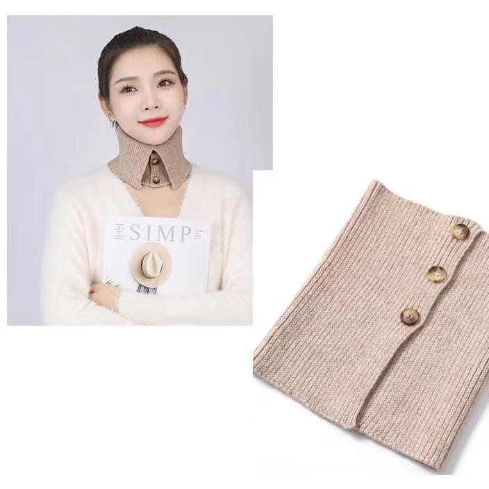 Knit Button Dickey for Girls: Woolen Snood & Neck Warmer - Multipurpose Cold-Proof Autumn/Winter Scarf