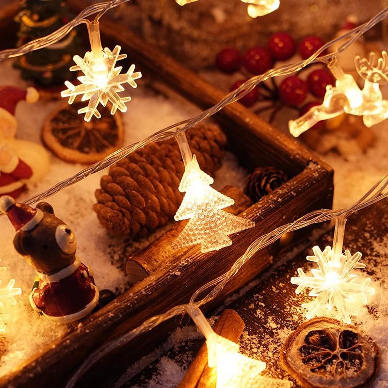 LED Lichterkette - Schmiedeeisen Weihnachtsmann & Schneemann für festliche Dekoration