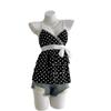 Women's Black & White Polka Dot Spaghetti Strap Lace Tank Top - Sweet & Spicy Spring/Summer Style