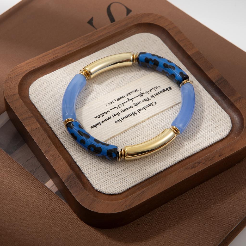 Geometric Round Pipe Bend Bracelet Female Leopard Print Personalized Bamboo High-End Sense Trend Bracelet Jewelry