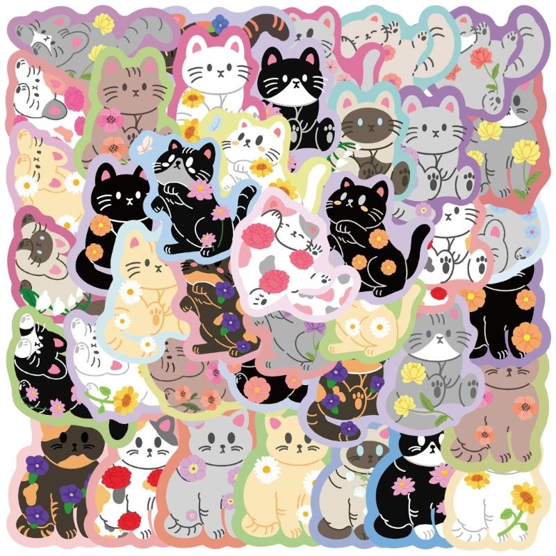 50Pcs Kitten Sticker Aesthetic Sticker for Scrapbooking Notebook Journal Water Bottle Laptop Kid Motivational Sticker 1