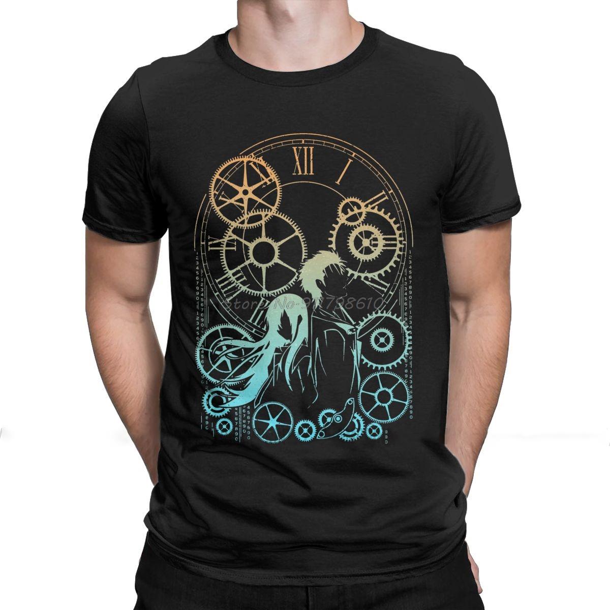 

Time Steins Gate T Shirts For Men Cotton T-Shirts Anime Mayuri Makise Manga Daru Shiina Rintaro Game Tee Shirt Short Sleeve -... S разноцветный