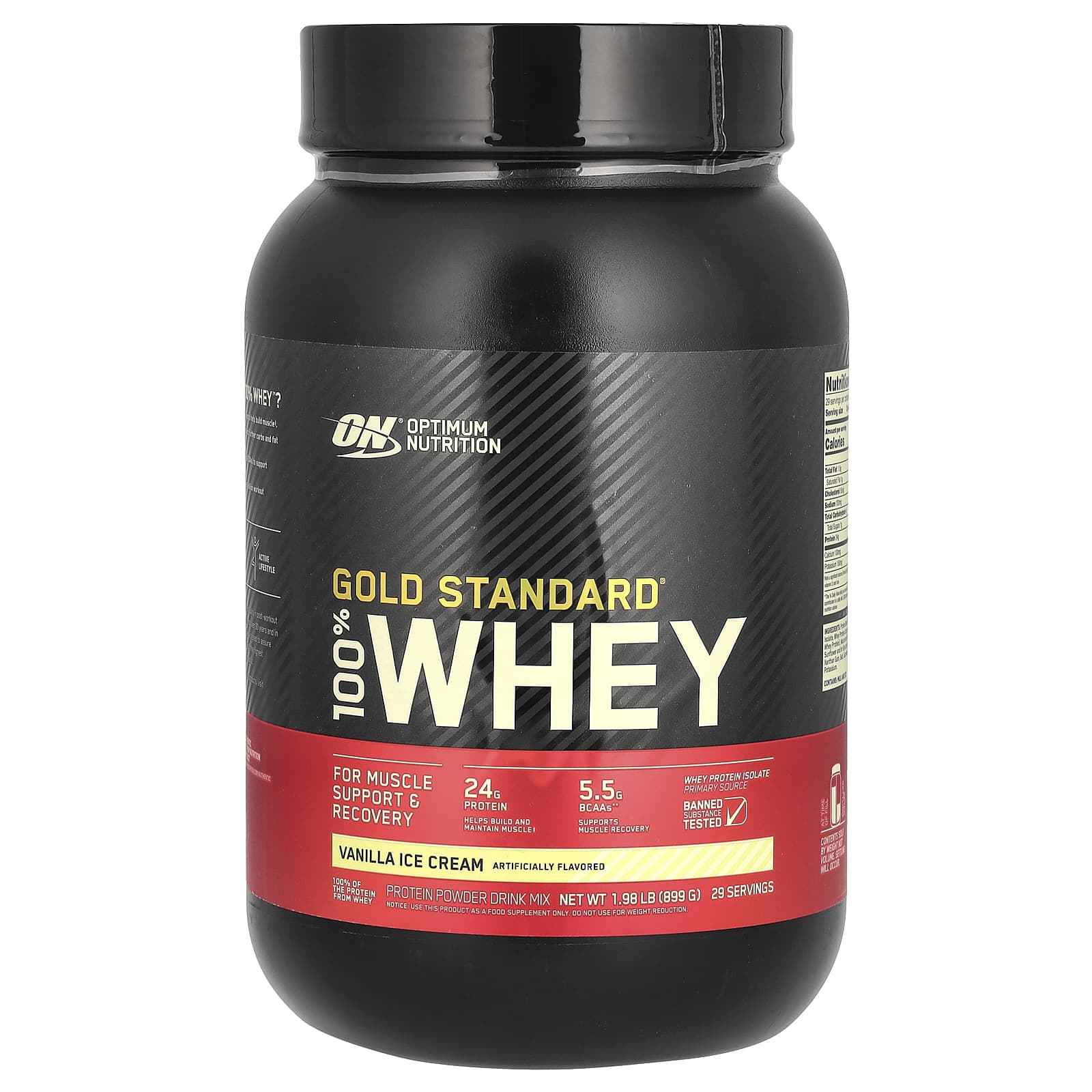 

Optimum Nutrition, Gold Standard 100% Whey, Vanilla Ice Cream, 2 lb (907 g)