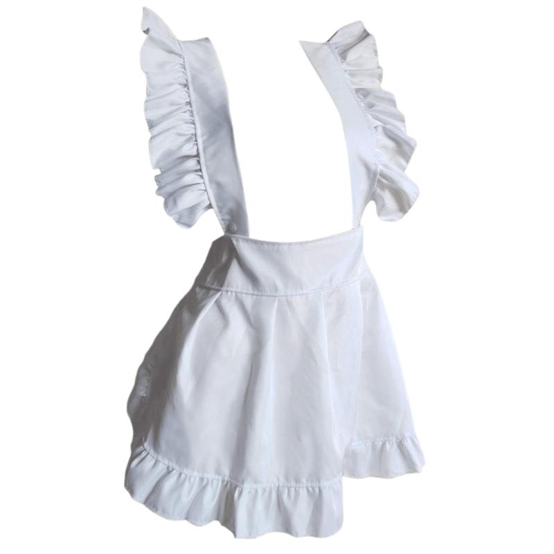 Waist Apron for Women Half Apron Maid Apron Costume, Cooking Waist Apron Ruffled Waist Apron Maid Cosplay Costume 1 белый