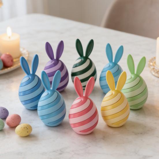 Kaninäggsprydnader 3D-printade Stresslindrande Leksaker för Påskkorgsfyllning Plast Sensoriska Kaninägg Barn Påskfest Favorer
