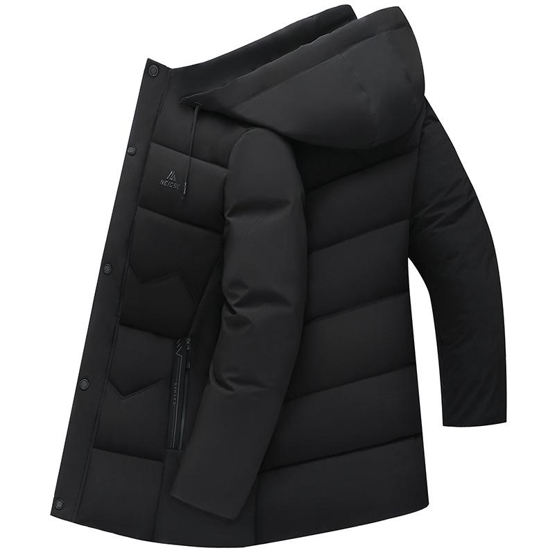 Dicke Pufferjacke mit Kapuze für Herren im Winter, lässige, sportliche Windjacke, einfarbig mit Taschen