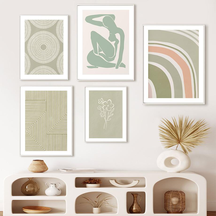 Abstract Matisse Art Canvas Painting Girl Leaves Flower Geometric Nordic Posters And Prints Wall Pictures Living Room Home Decor