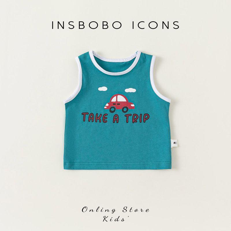 Insbobo Baby Vest Summer Thin Boy Cartoon Sleeveless Tops Sleeveless for Boy T-Shirt 2025 New Arrival Summer Blue 100