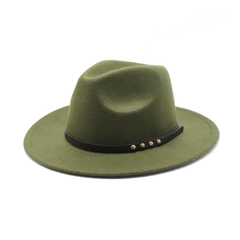 Black Woolen Hat With Belt Trim Vintage Top Hat Woolen Jazz Hat