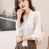 2025 Spring/Autumn Sweet Loose Long Sleeve Mulberry Silk Shirt with Bow Tie