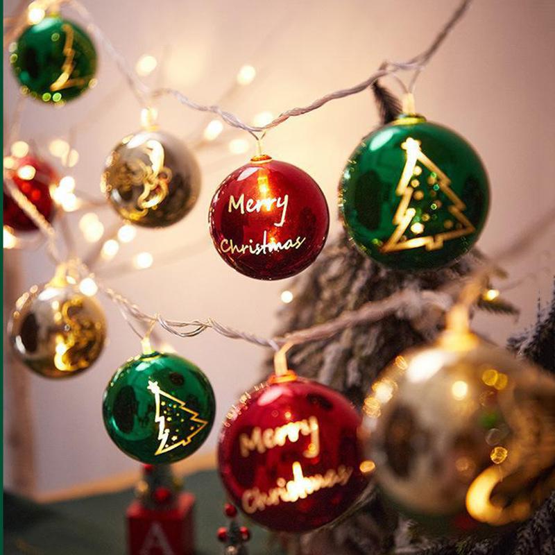 10Light Christmas Decorative Plastic Balls Stars Pendant Battery-operated Garland Xmas Tree New Year Lights String Home Decor