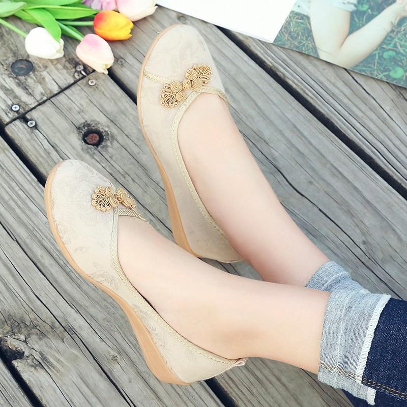 Китайский узел Жуи Женские хлопковые тканевые вышитые балетки Ретро женские легкие мягкие — фото 4