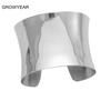 Bangle Lucido a Bordo Rialzato Acciaio Inossidabile Moda Indiano Ampio Grande Colore Argento Bracciale a Manetta per Donne