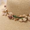 New Women's Hat with Large Waves and Flowers Beach Outdoor Sun Protection Straw Hat