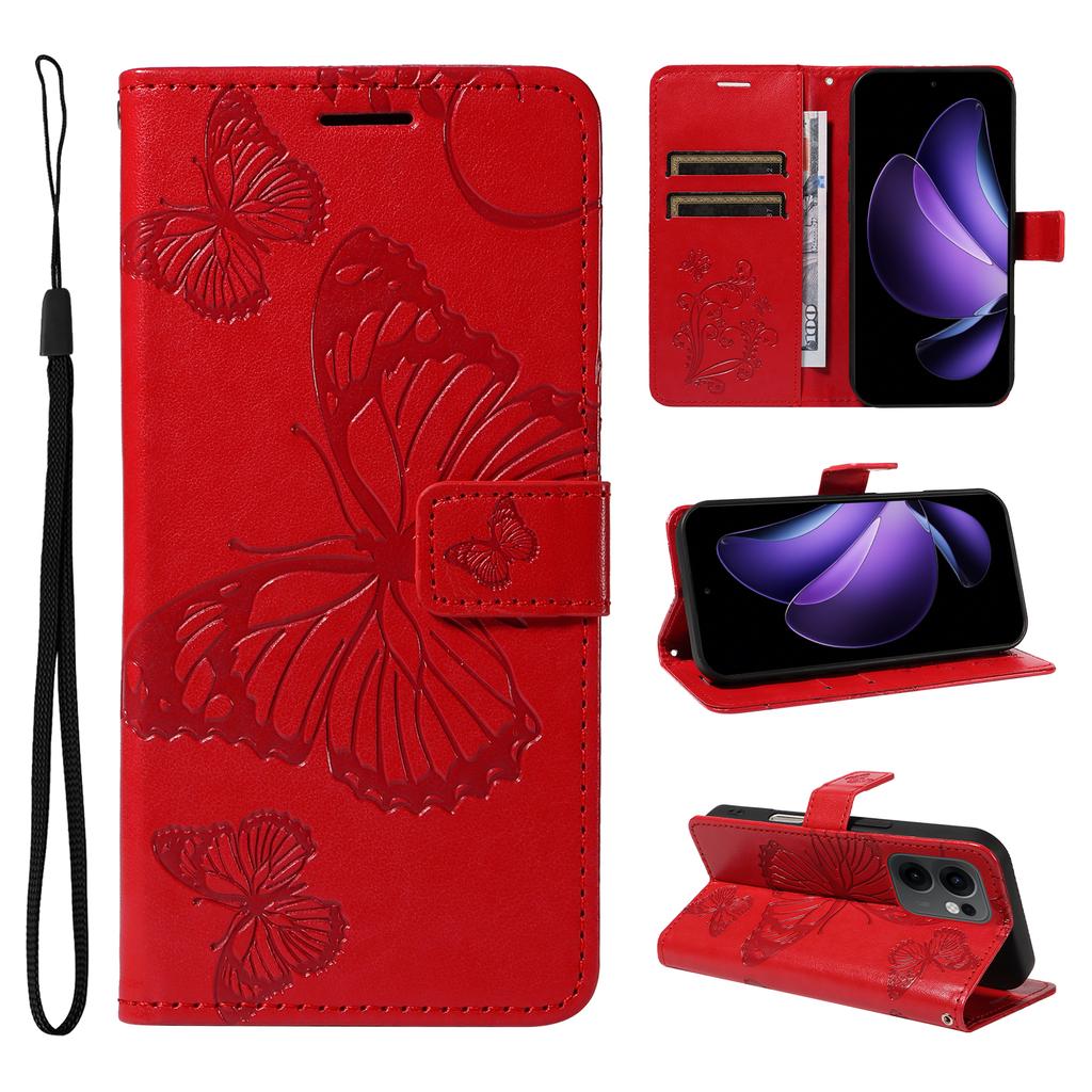 For Oppo Reno13 F 5G Lommebokdeksel Blomst Sommerfugl Trykt Lær Telefondeksel Støtte
