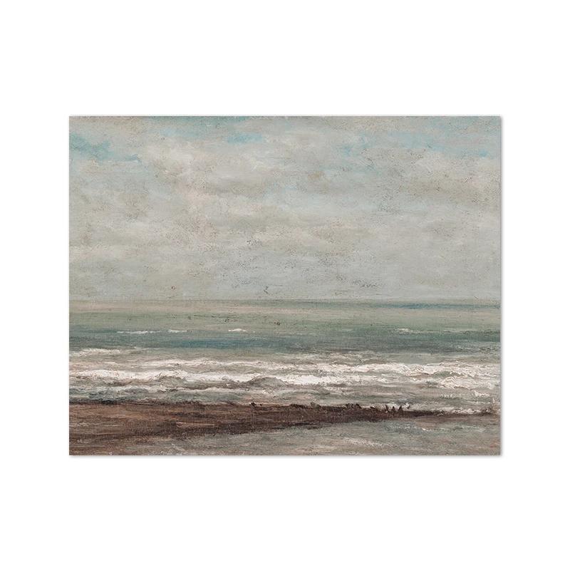 

Vintage Seascape Canvas Painting, Coastal Landscape Wall Pictures, Pastel Beach Art Prints, Living Room, Farmhouse, Nautical Dec 21x30cm No Framed