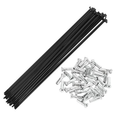 Motoforti Universal Bicycle Spokes, Bicycle Wheel Spokes, 14G, 280mm Length, Carbon Steel, Black, 1 Set