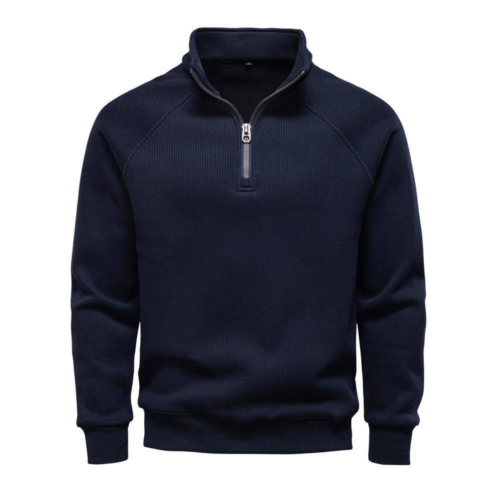 Felpa Autunno Inverno da Uomo con Collo Alto e Fodera in Pile per Uso Casual Urbano