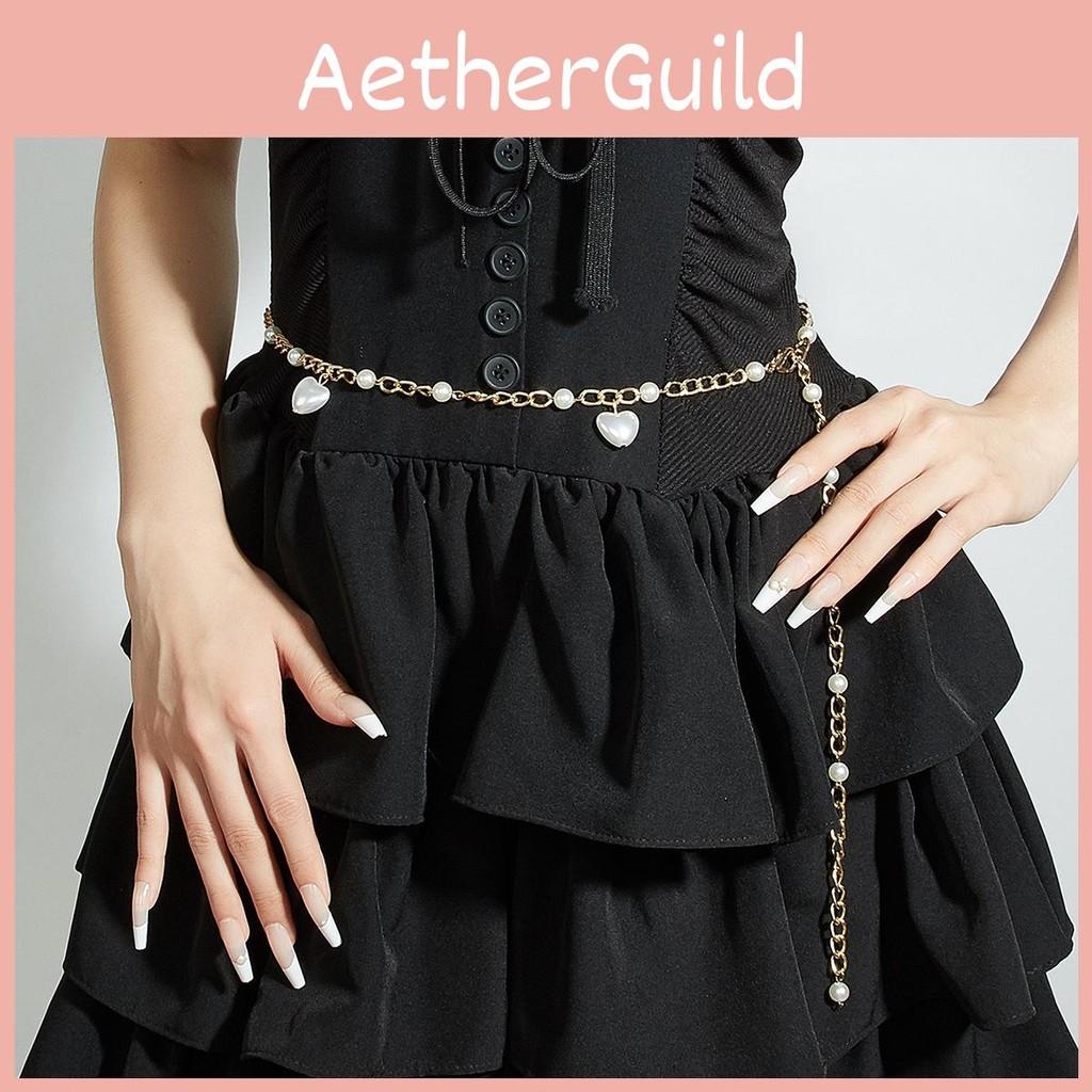 Fashion Faux Heart Pearl Waist Chain With Metal For Summer Womens Wear Party