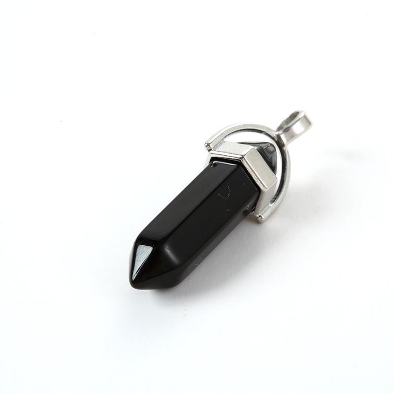 Hexagonal Pillar Glass Bullet Pendant Necklace