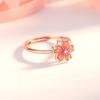 Turn Peach Blossom Ring Female Niche Design High-end Sense New Chinese Style Sansheng III Rotating Ring To Send Girlfriend Jewelry