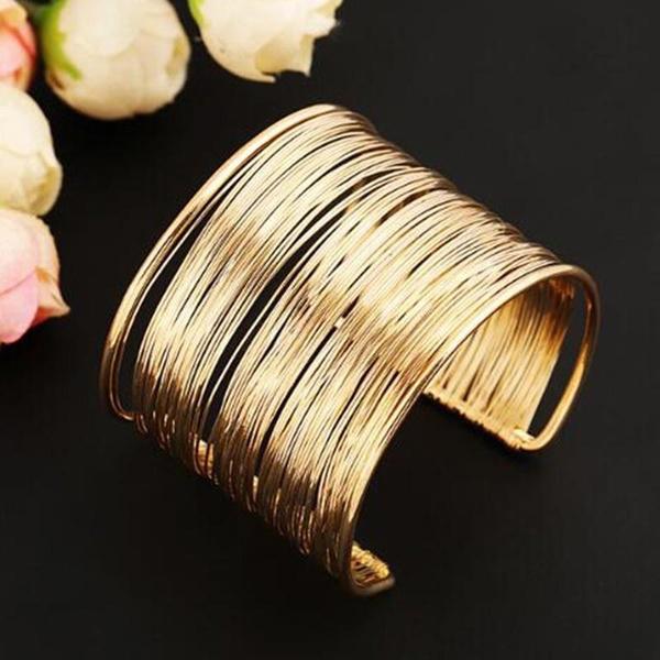 Fashion Gilded Hollow Woman Open Wire Metal Bracelet Punk Bracelet Fashion Gold Cufflinks Bracelets Jewelry