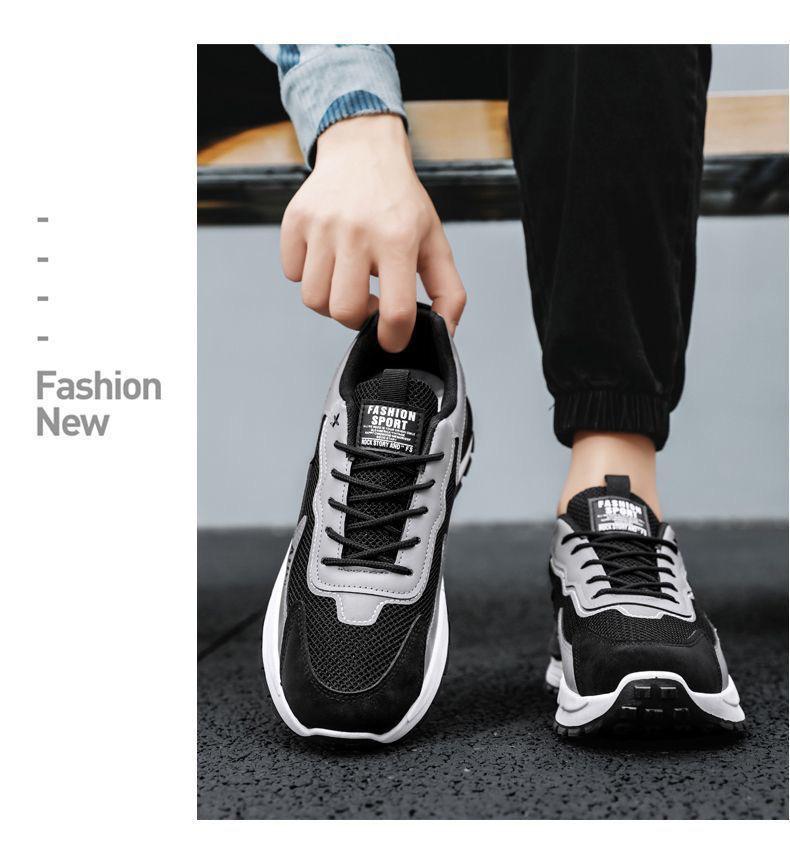Men's Summer Breathable Mesh Sneakers: Trendy, Thick-Soled, Versatile Running Shoes