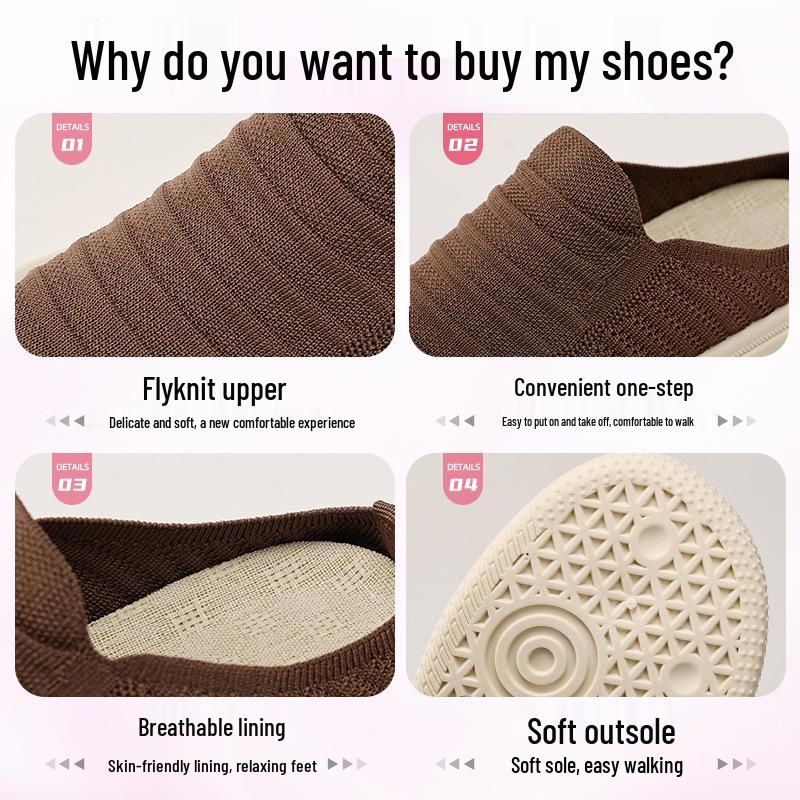 Women's Summer Thick-Soled Comfortable Lazy Shoes - Fashionable Versatile Height-Increasing Closed-Toe Slippers