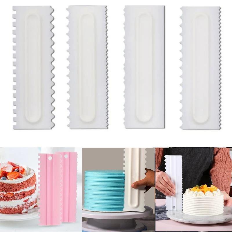 4 Pcs Cake Decorating Comb Set BPA Free Cream Spatula Tool for Baking Lovers Homemade Dessert Crafting