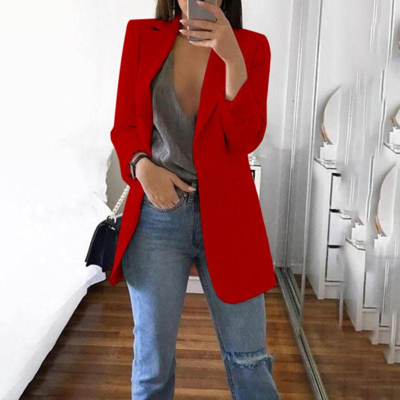 Stylish Women's Blazer Slim Fit Work Ol Jacket Long Sleeve Plus Size Coat For Office Wear