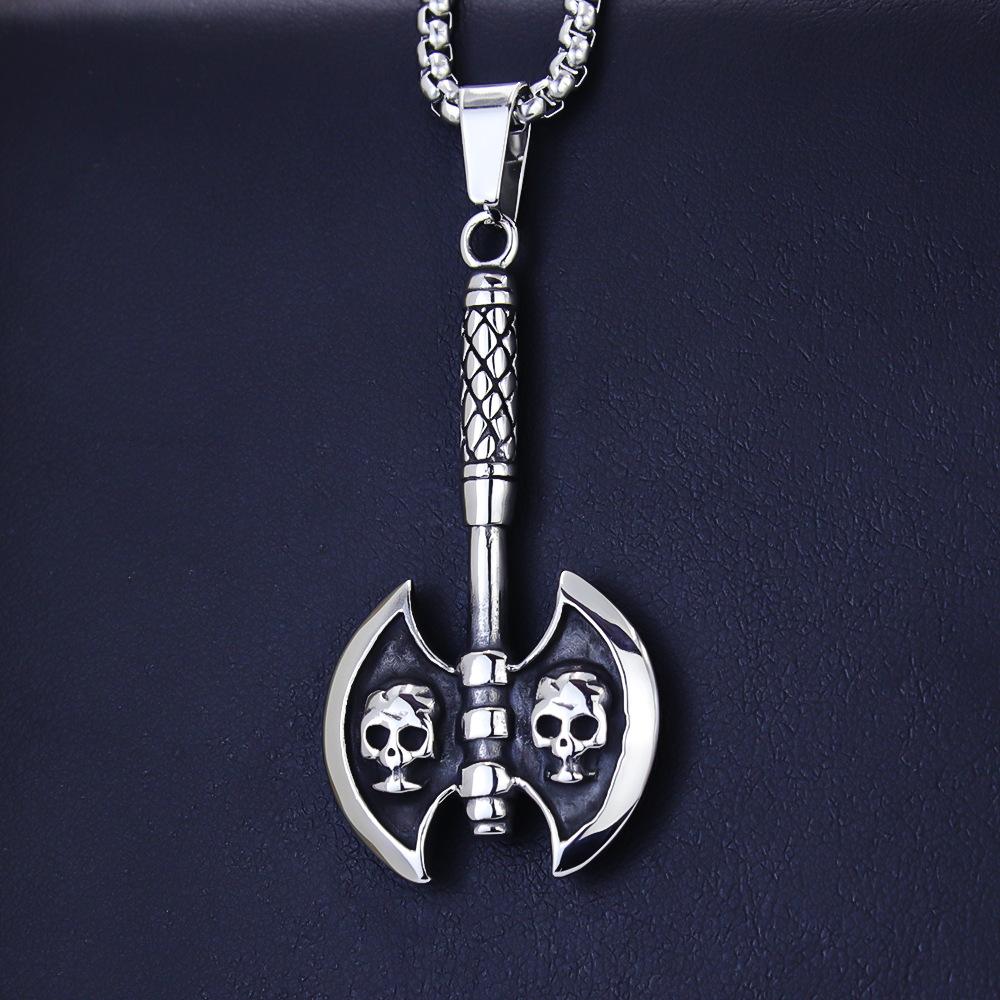 Halskette Doppelaxt Herren Trendige Mode Punk Anhänger
