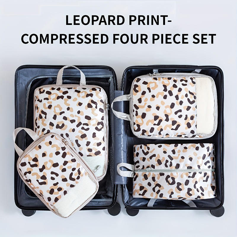 4Pcs/set Creative Printed Compression Packing Cubes Organizer Set Lightweight Travel Suitcase Clothes Storage Bags