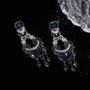 Silver Needle Ethnic Style Diamond-set Pearl Fringed Earrings Retro Ethnic Style Stud Earrings Women's Earrings Design Sense Niche