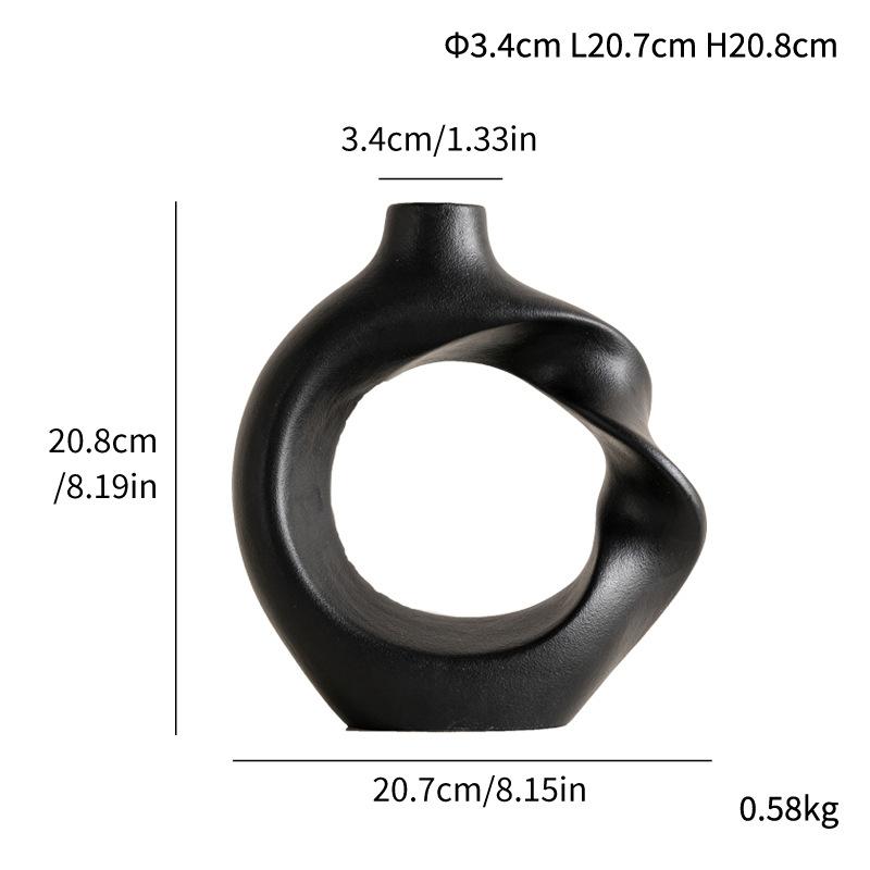 Creative Twist Ceramic Vase, Simple Round Vase, Light Luxury Home Desktop Decoration Ornament, Flower Insert