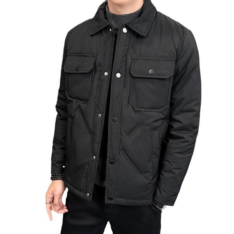 Gray Duck Down Jacket Men's Lapel Winter Loose Trend 50 Down Warm and Cold Jacket Men's