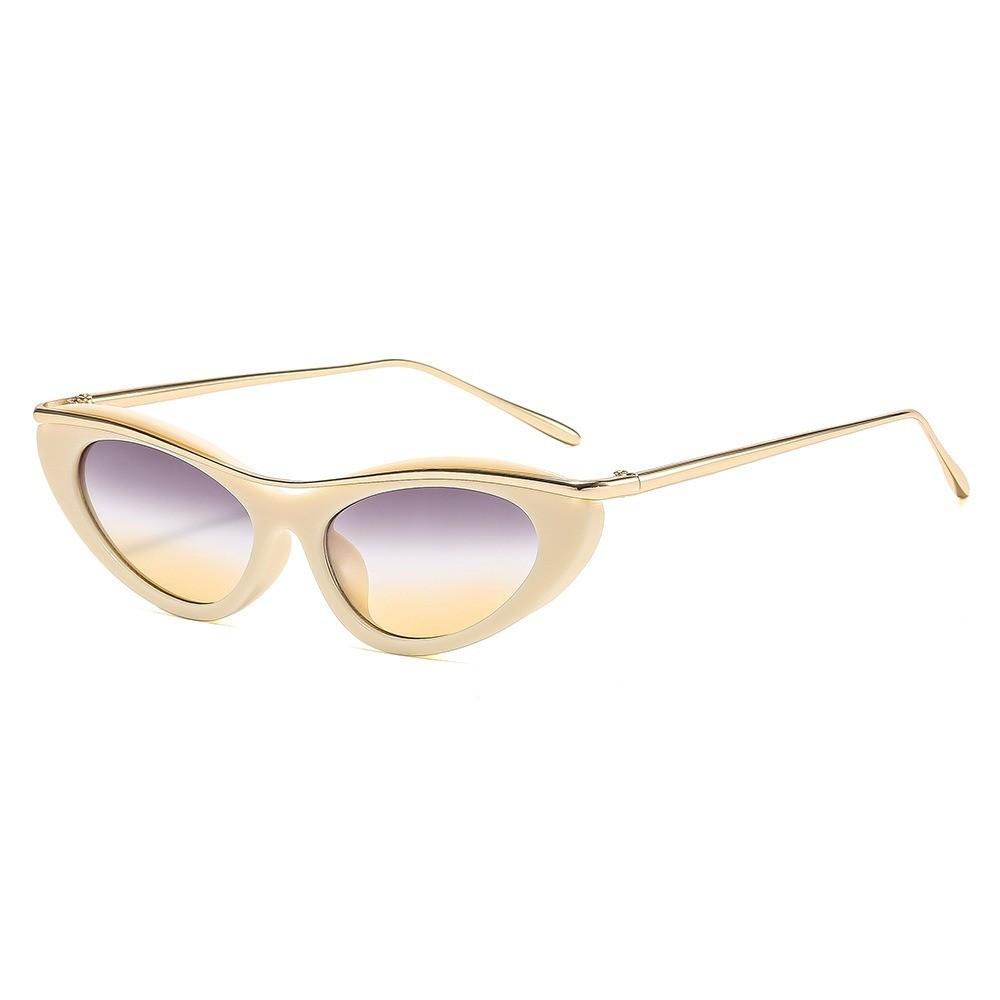 

Contemporary Cat Eye Sunglasses Women Uv400 Gray Lens Gold Frame For Casual Wear And Stage Performances RiceFrameGrayYellow